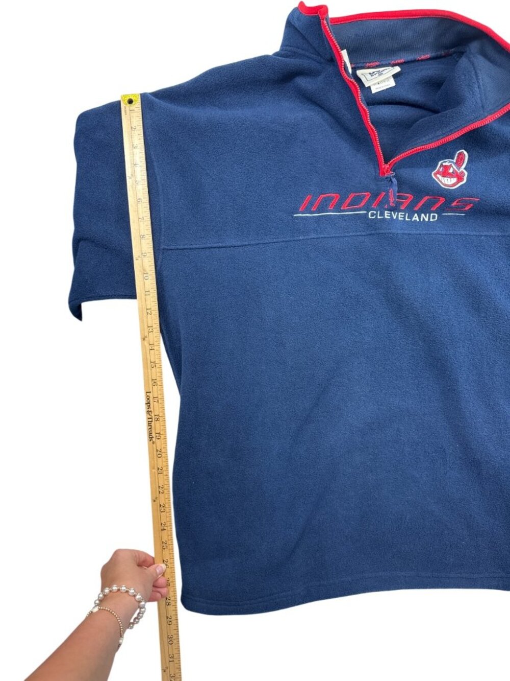 VTG Cleveland Indians Chief Wahoo 1/4 Zip Fleece Sweatshirt Pullover Men’s L - Picture 5 of 12